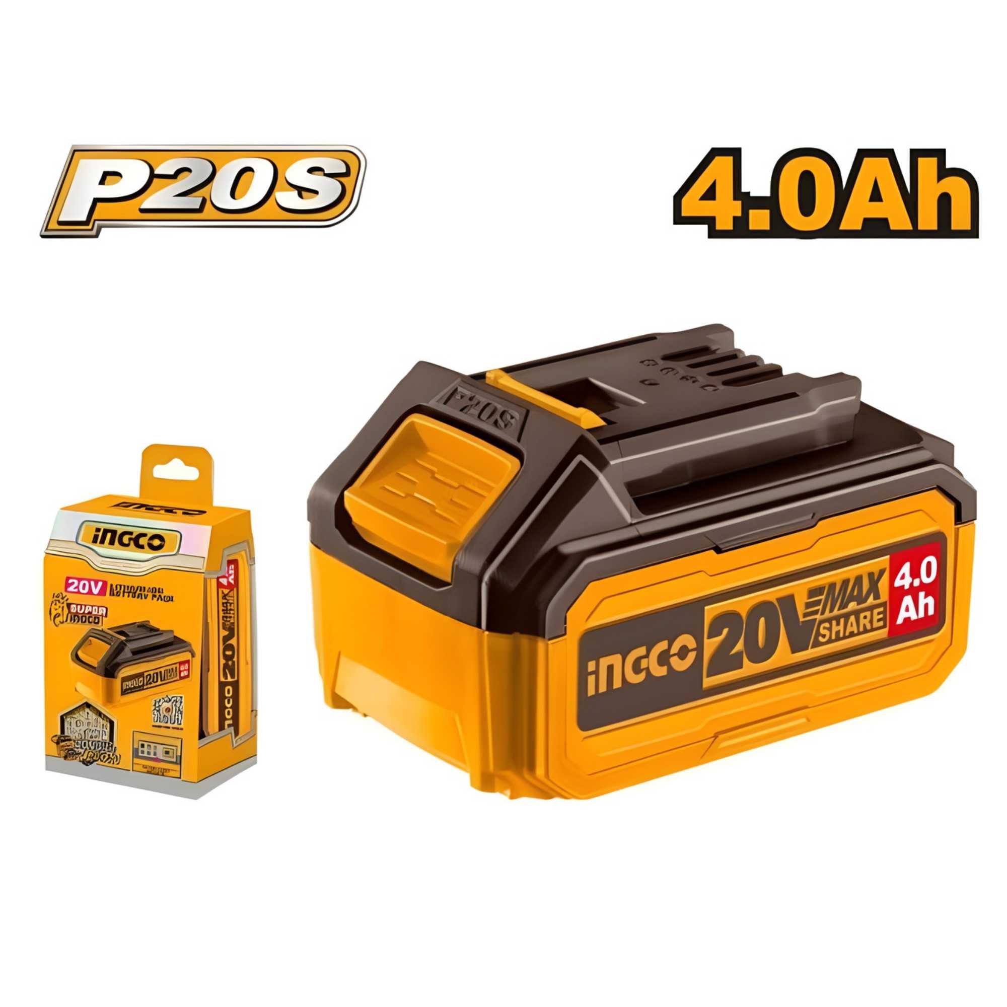 INGCO 20V 4.0Ah Lithium-Ion Battery Pack – P20S Platform