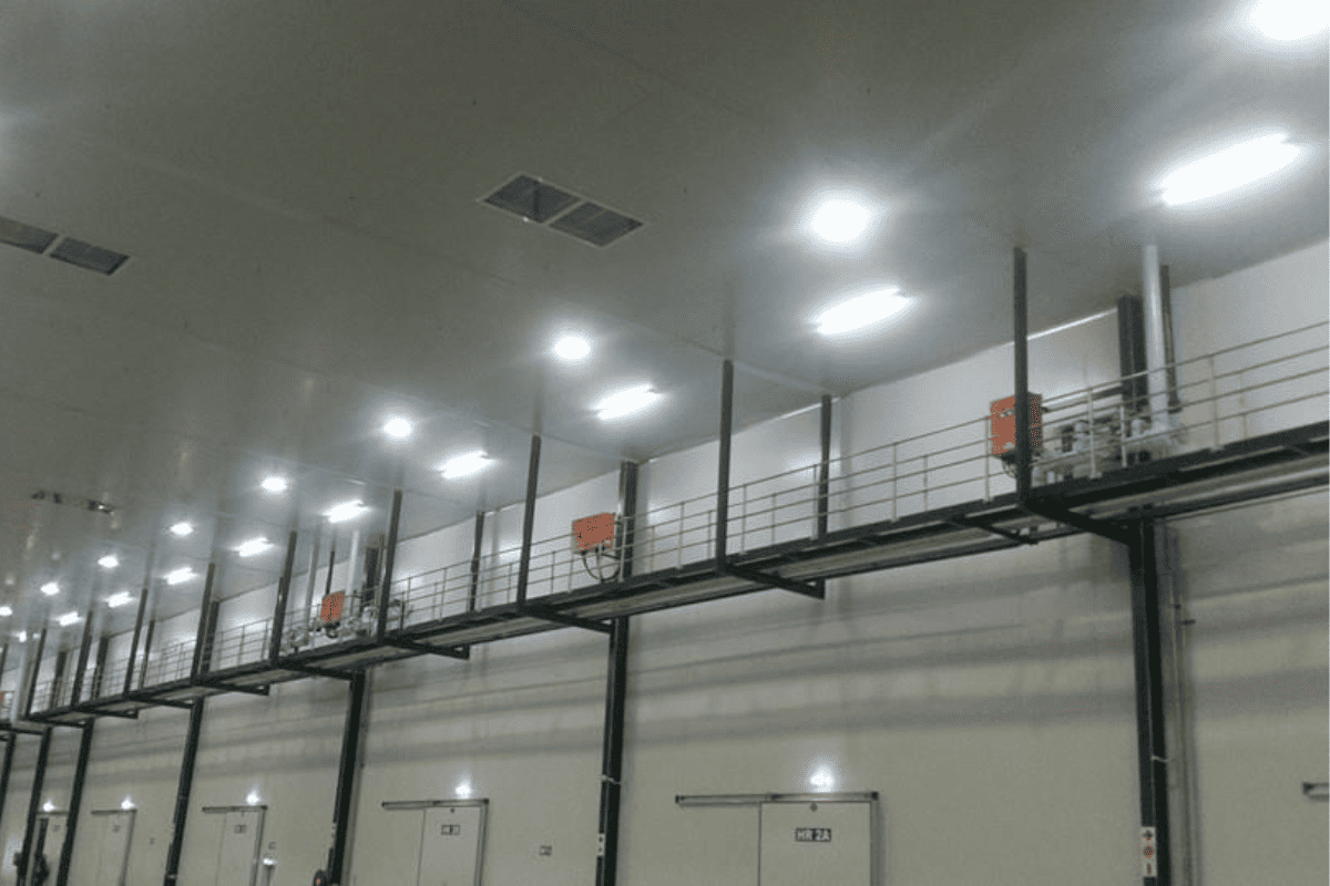 Industrial lighting units installed by WJ Cotter Electrical in the Western Cape