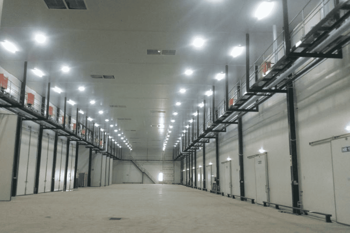 Industrial lighting units installed by WJ Cotter Electrical in the Western Cape
