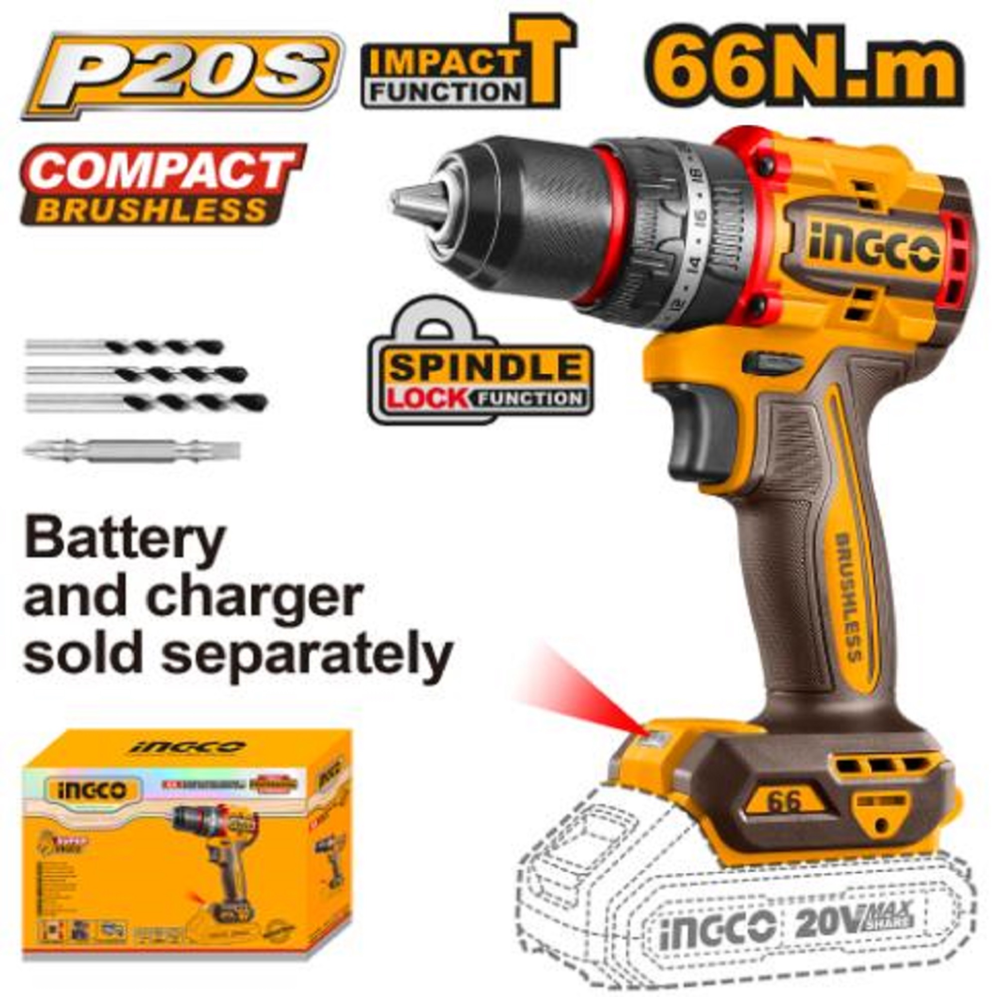 20V Lithium-Ion Brushless 66Nm Impact Drill